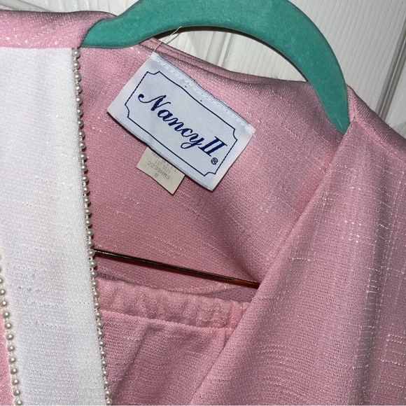 Vintage Nancy II Pink Pencil Skirt Suit Set NWT 8 Pearl Blazer Jacket USA new - Picture 7 of 10